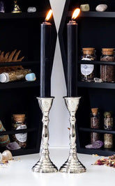 Silver Pentagram Candle Holder Set-Candles-Tragic Beautiful