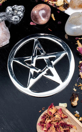 Silver Plated Cut-Out Pentagram Altar Tile-Witchcraft Supplies-Tragic Beautiful