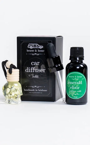 Skull Car Diffuser & Refill | Emerald Elixir-Hearse & Home-Tragic Beautiful
