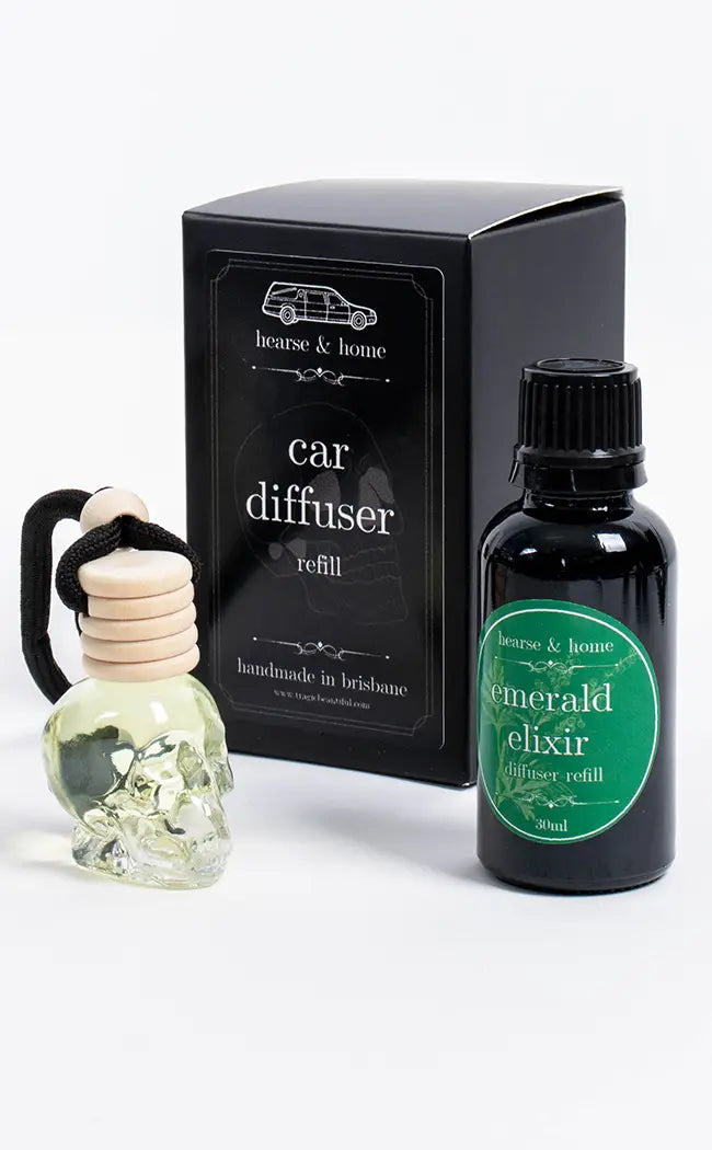 Skull Car Diffuser & Refill | Emerald Elixir-Hearse & Home-Tragic Beautiful