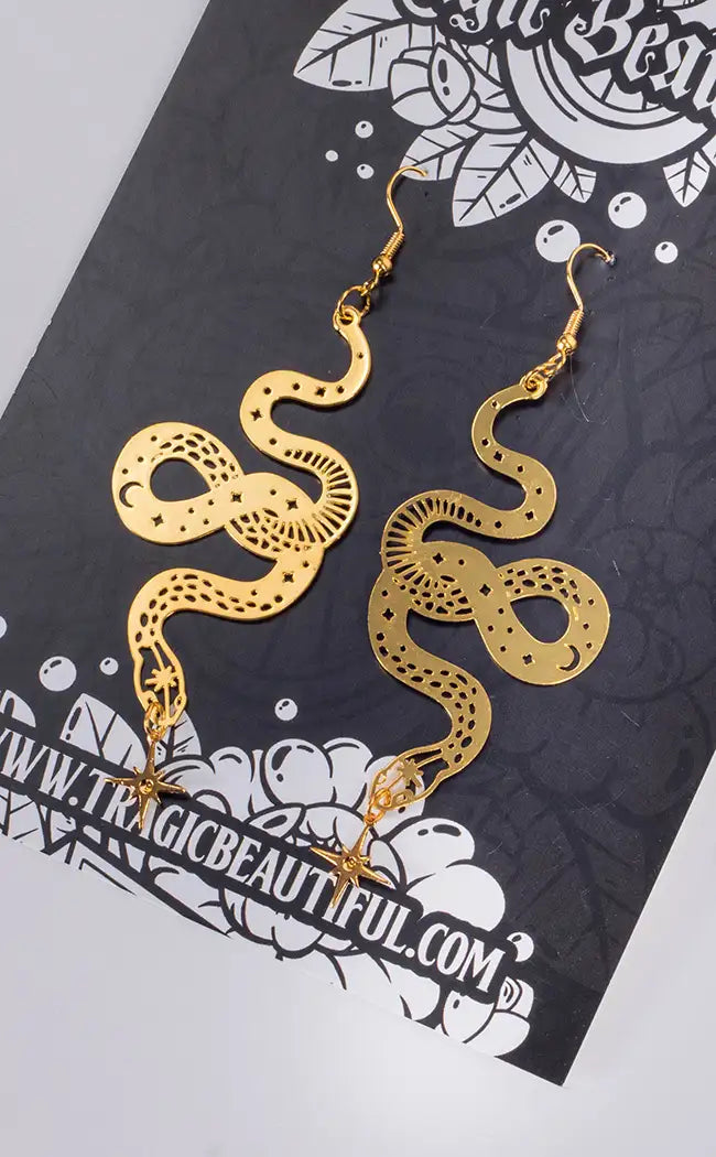 Slither & Gold Earrings-Gothic Jewellery-Tragic Beautiful