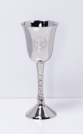 Small Ceremonial Brass Goblet | Silver Pentagram-Witchcraft Supplies-Tragic Beautiful