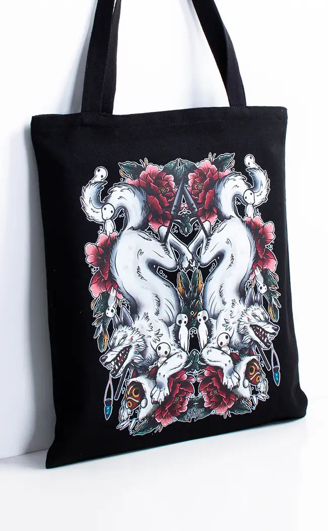 Spirit Wolf Tote Bag-Rose Demon-Tragic Beautiful