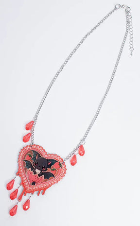 Strawberry Sauce Bat Heart Necklace-Drop Dead Gorgeous-Tragic Beautiful