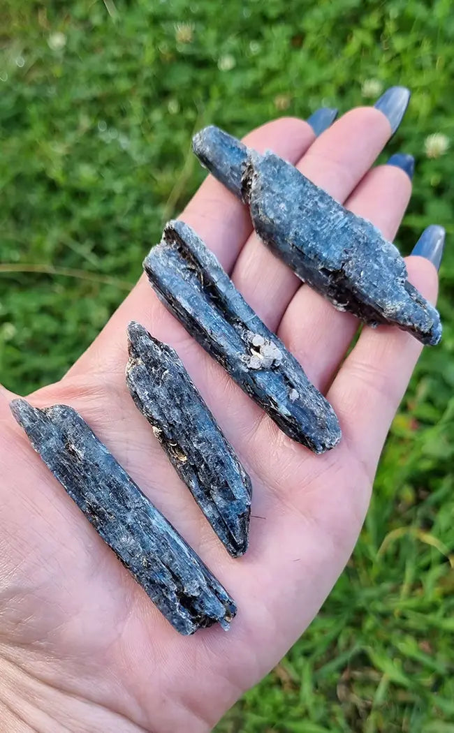 Stunning Deep Blue Kyanite with Black Mica-Crystals-Tragic Beautiful