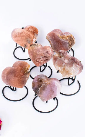 Stunning Pink Amethyst Hearts on Stands | Large