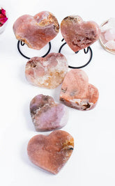 Stunning Pink Amethyst Hearts on Stands | Large