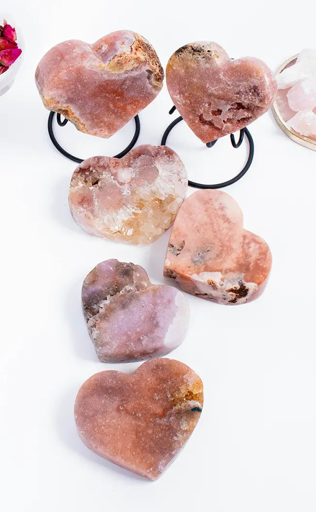 Stunning Pink Amethyst Hearts on Stands | Large-Crystals-Tragic Beautiful