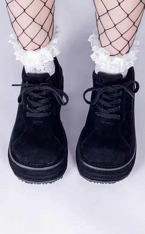 TEMPO-08 Black Vegan Suede Oxford Shoes (Last Pair: Size 5M/7W)-Demonia-Tragic Beautiful