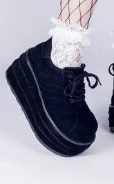 TEMPO-08 Black Vegan Suede Oxford Shoes (Last Pair: Size 5M/7W)-Demonia-Tragic Beautiful