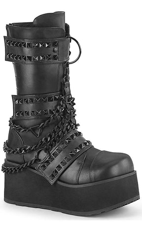 TRASHVILLE-138 Black Vegan Leather Boots-Demonia-Tragic Beautiful