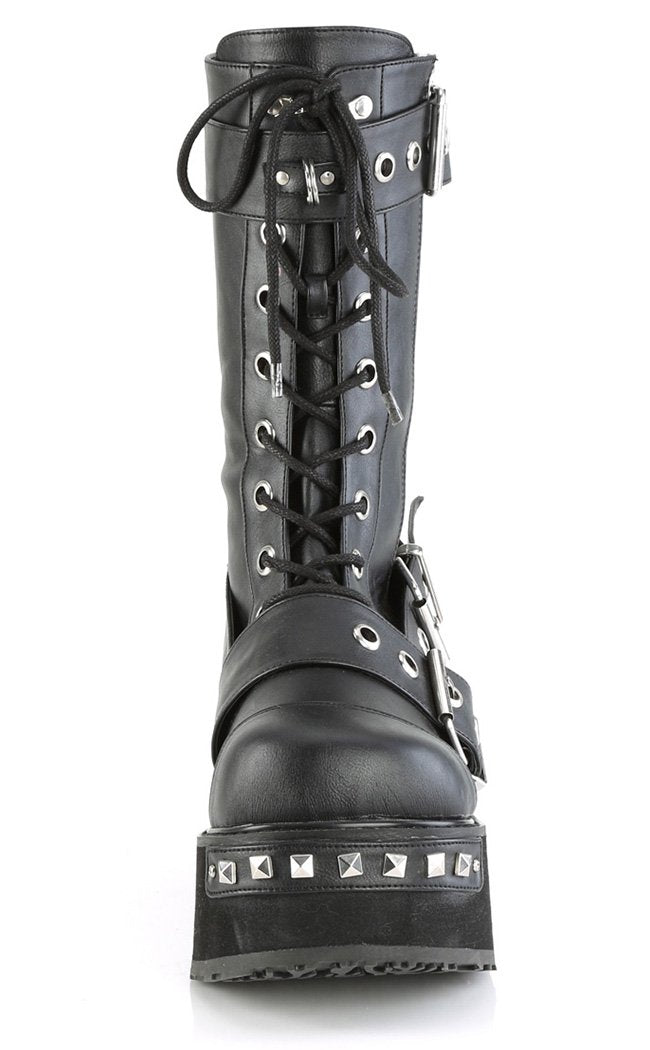 TRASHVILLE-250 Black Vegan Leather Boots-Demonia-Tragic Beautiful
