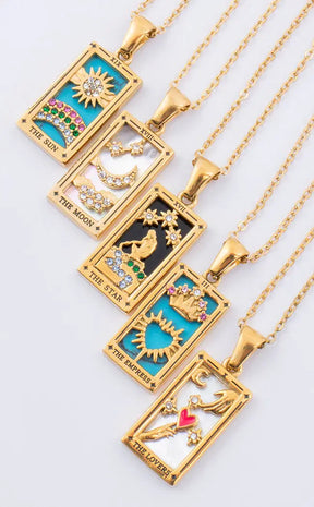The Moon Tarot Necklace | 18K Gold-Gothic Jewellery-Tragic Beautiful
