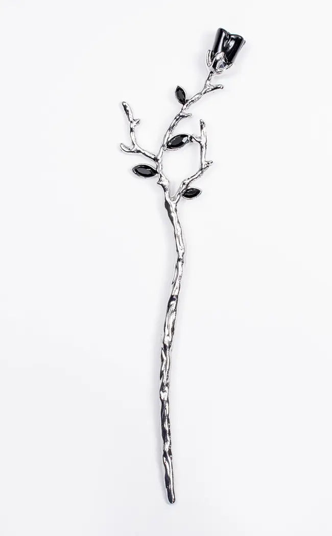 Thorns & Petals Hair Stick | Black-Gothic Jewellery-Tragic Beautiful