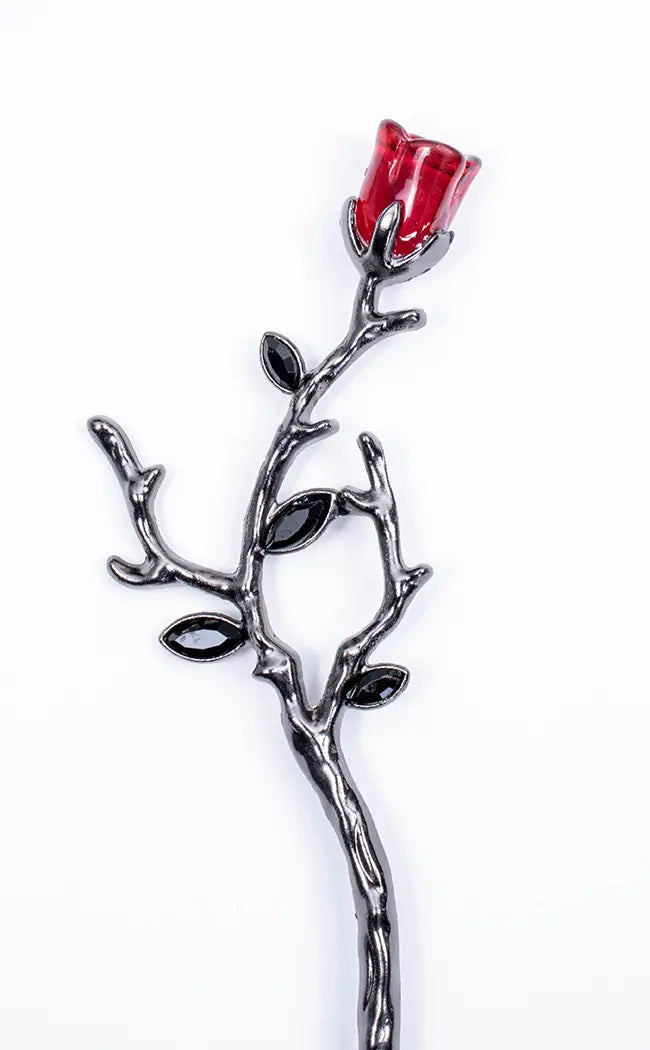 Thorns & Petals Hair Stick | Red-Gothic Jewellery-Tragic Beautiful