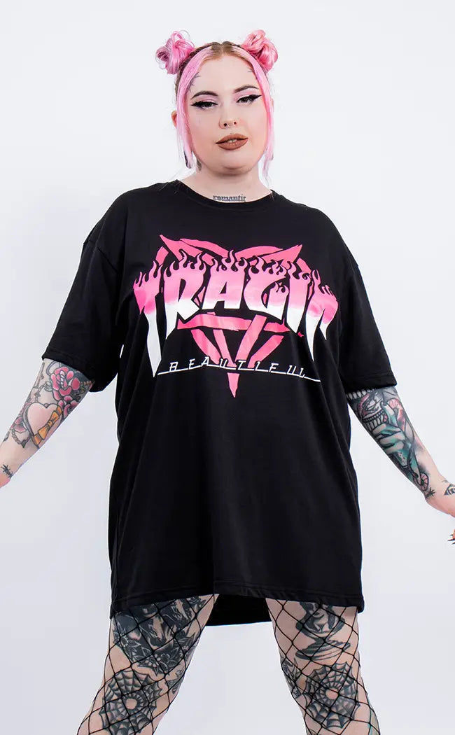 Tragic Sk8r Pink Oversized T-Shirt-Tragic Beautiful-Tragic Beautiful