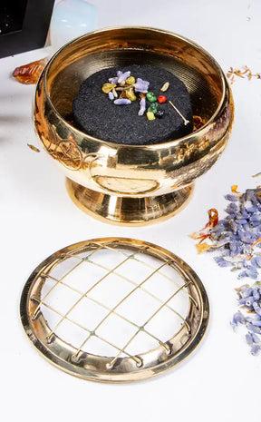 Triple Moon Brass Charcoal Incense Burner-Incense-Tragic Beautiful