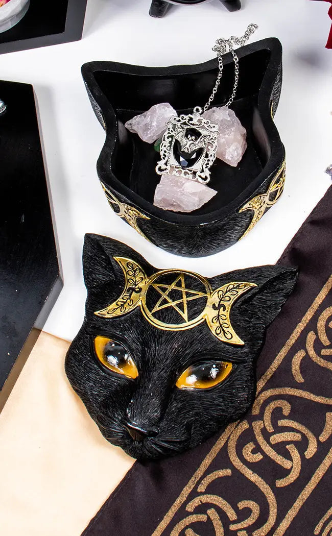 Triple Moon Cat Trinket Box-Homewares-Tragic Beautiful