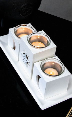Moon & Star White Candle Holder Set-Candles-Tragic Beautiful