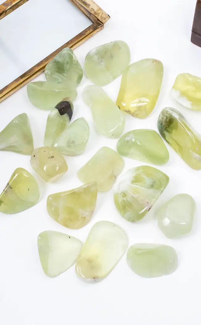 Tumbled Crystals | Prehnite-Tumble Stones-Tragic Beautiful