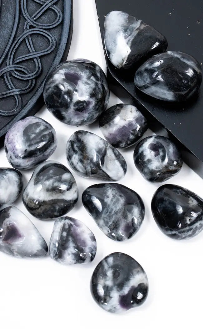 Tumbled Stones | Black & White Agate-Tumble Stones-Tragic Beautiful