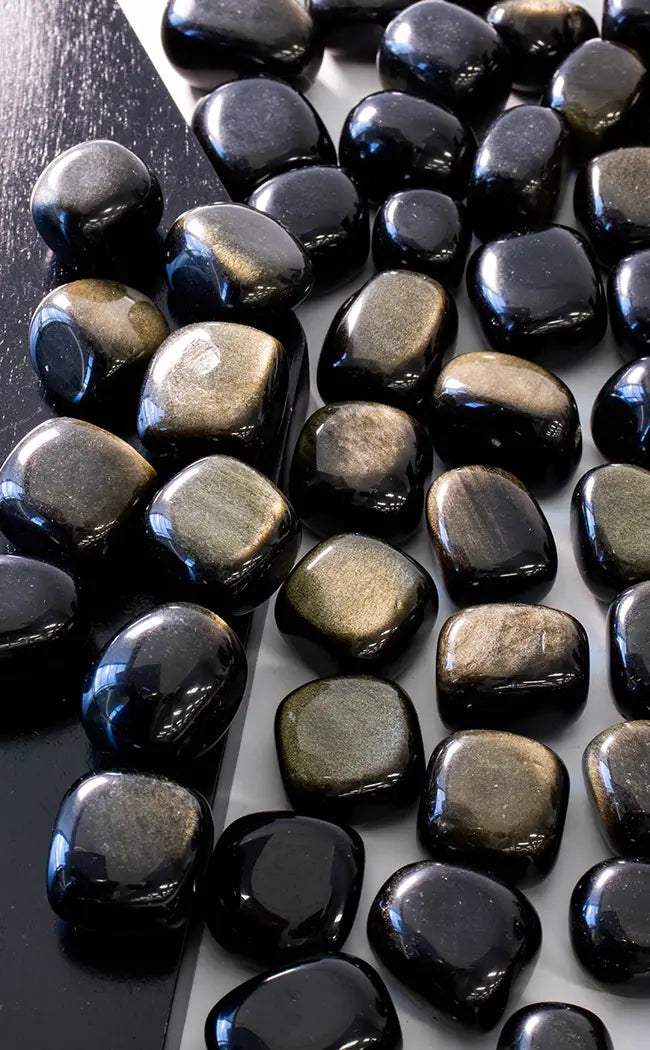 Tumbled Stones | Gold Sheen Obsidian-Tumble Stones-Tragic Beautiful