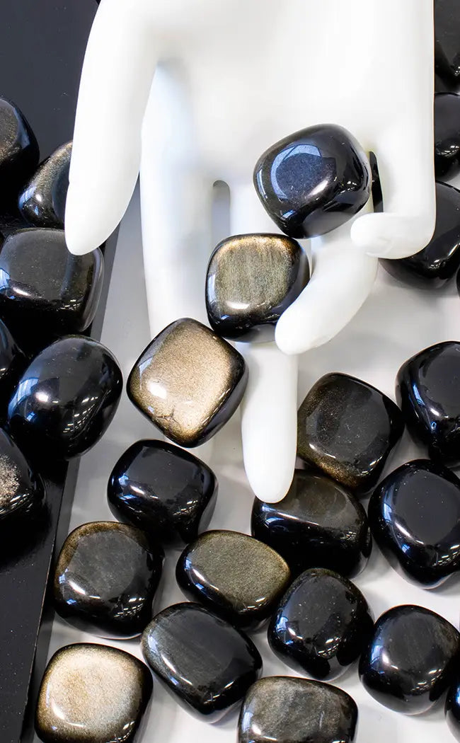 Tumbled Stones | Gold Sheen Obsidian-Tumble Stones-Tragic Beautiful