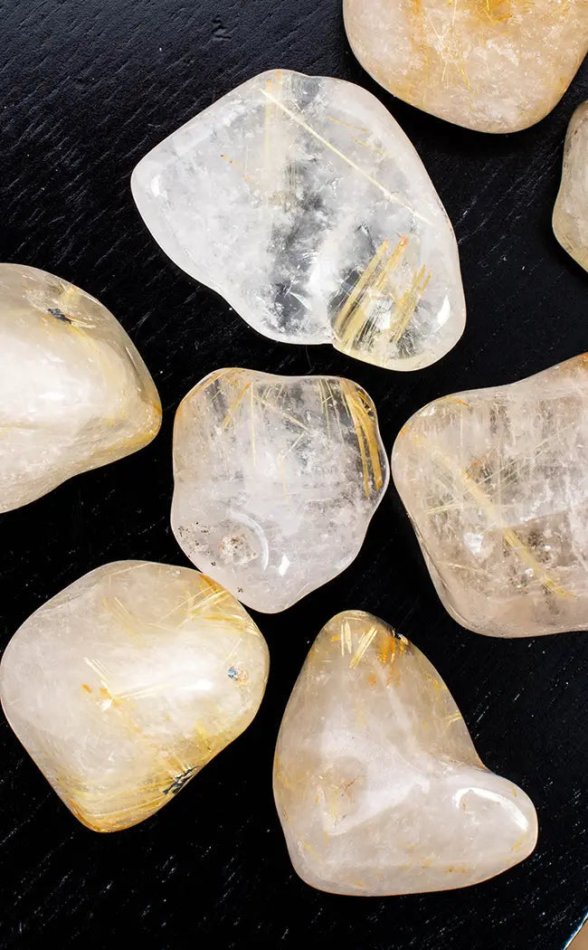 Tumbled Stones | Golden Rutilated Quartz-Tumble Stones-Tragic Beautiful