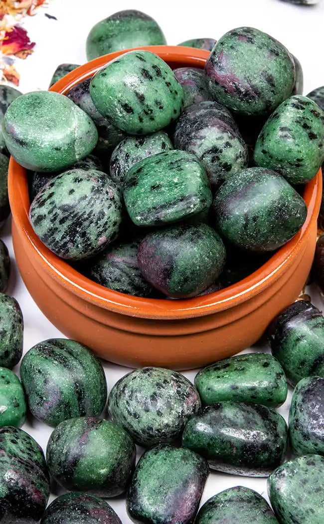 Tumbled Stones | Ruby in Zoisite-Crystals-Tragic Beautiful