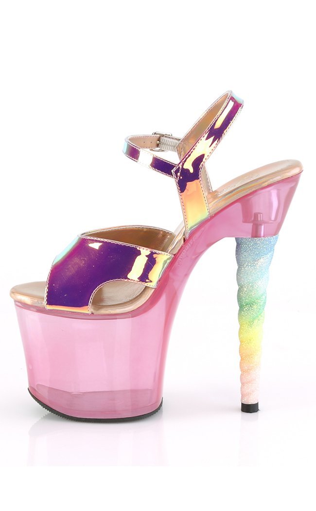 UNICORN-711T Pink Shifting TPU/ Bubblegum Pink Tinted Heels-Pleaser-Tragic Beautiful