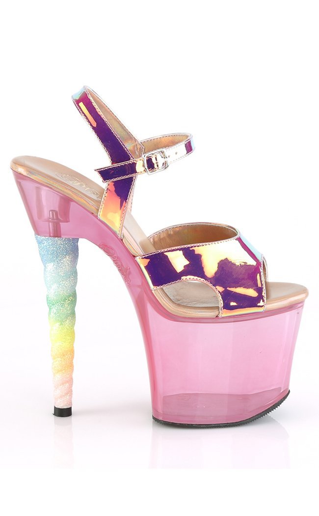 UNICORN-711T Pink Shifting TPU/ Bubblegum Pink Tinted Heels-Pleaser-Tragic Beautiful