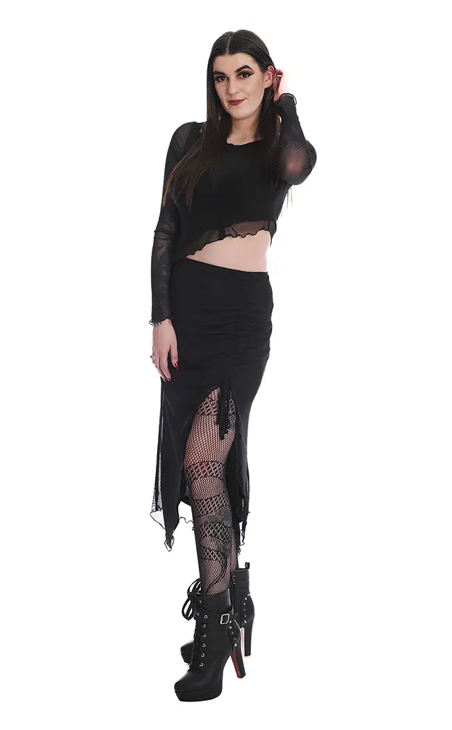 Umbra Black Mesh Skirt-Banned Apparel-Tragic Beautiful