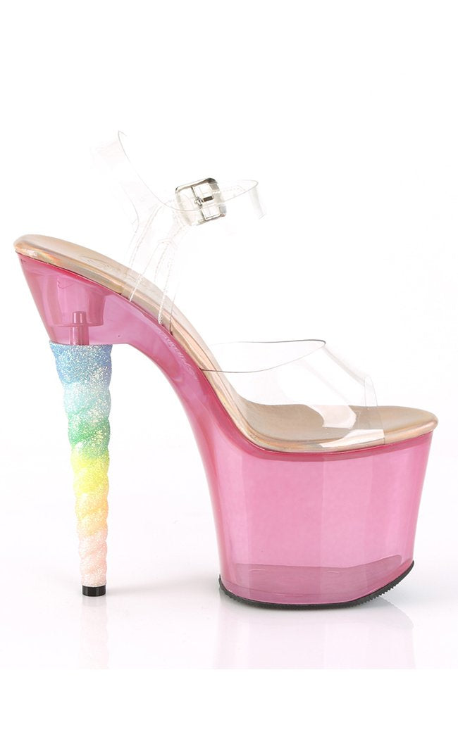 Unicorn-708T Clear Pink Tinted Heels-Pleaser-Tragic Beautiful