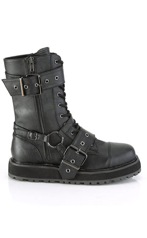 VALOR-220 Black Vegan Leather Mid-Calf Boots-Demonia-Tragic Beautiful