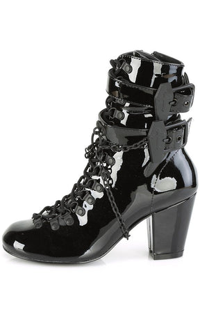 VIVIKA-128 Black Patent Ankle Boots-Demonia-Tragic Beautiful