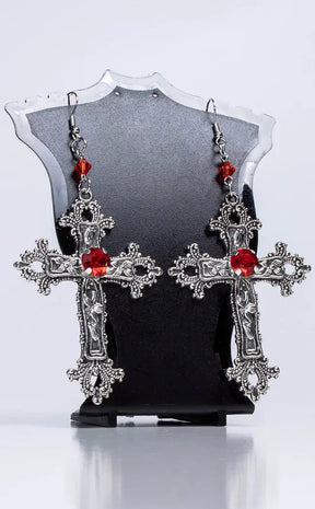 Vampira Obscura Cross Earrings | Red-Burn Book Inc-Tragic Beautiful