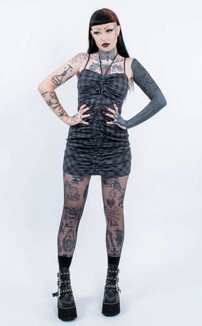 Velika Bodycon Dress | Grey Tartan-Punk Rave-Tragic Beautiful