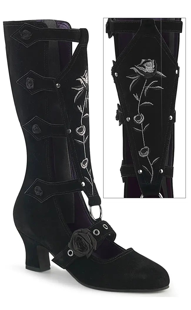 WHIMSY-118 Black Suede Mid-Calf Boots
