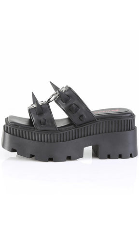 WRATH-13 Black Vegan Leather Spiked Platform Sandals