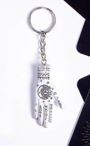 White Palmistry Hand Keyring-Gothic Gifts-Tragic Beautiful