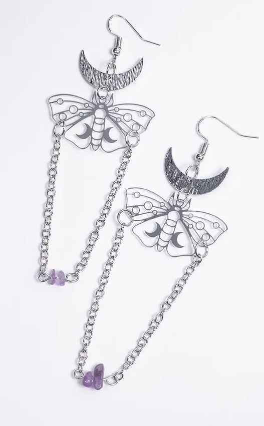 Wisteria Moth Earrings-Gothic Jewellery-Tragic Beautiful