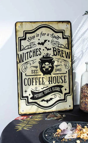 Witches Brew Coffee House Tin Sign-Drop Dead Gorgeous-Tragic Beautiful