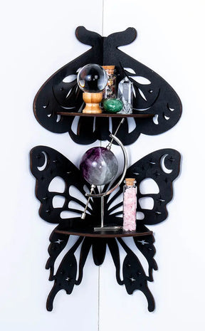 Wooden Butterfly Corner Shelf-Witchcraft Supplies-Tragic Beautiful