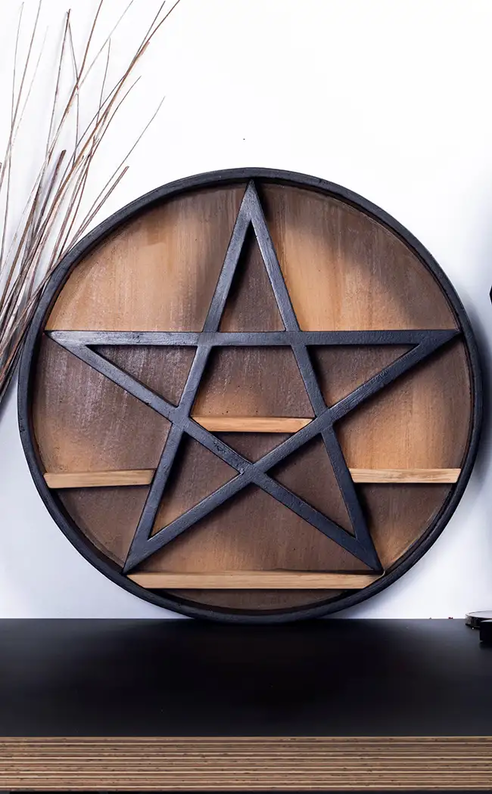Wooden Pentacle Shelf-Witchcraft Supplies-Tragic Beautiful