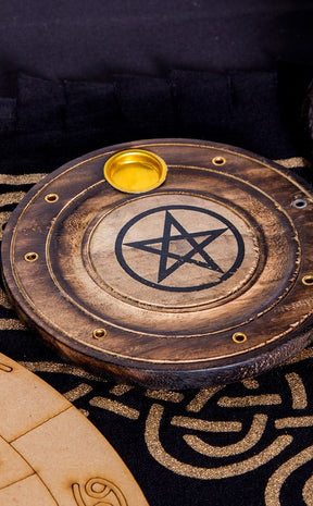 Wooden Pentagram Ash Catcher-Incense-Tragic Beautiful