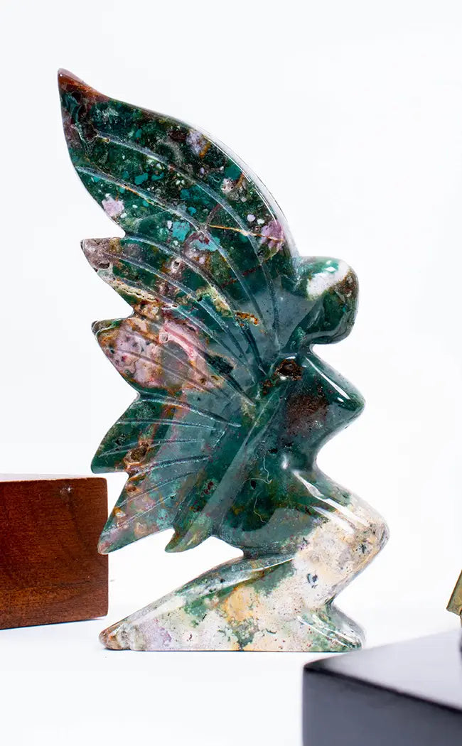 XL Premium Ocean Jasper Crystal Fairy Carving-Crystals-Tragic Beautiful