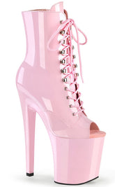 XTREME-1021 Baby Pink Patent Peep Toe Ankle Boots-Pleaser-Tragic Beautiful