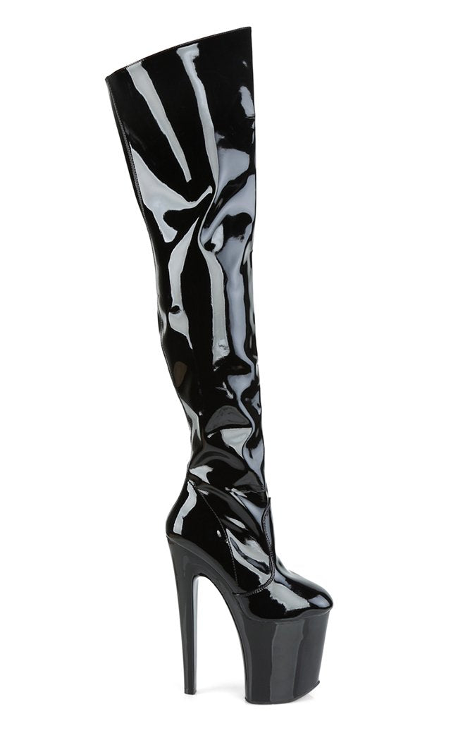 XTREME-3010 Black Thigh High Boots-Pleaser-Tragic Beautiful