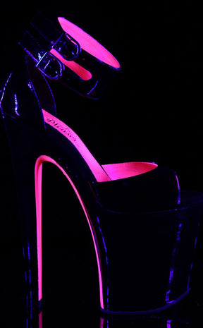 XTREME-875TT Black Patent-Neon Hot Pink/Black Heels-Pleaser-Tragic Beautiful