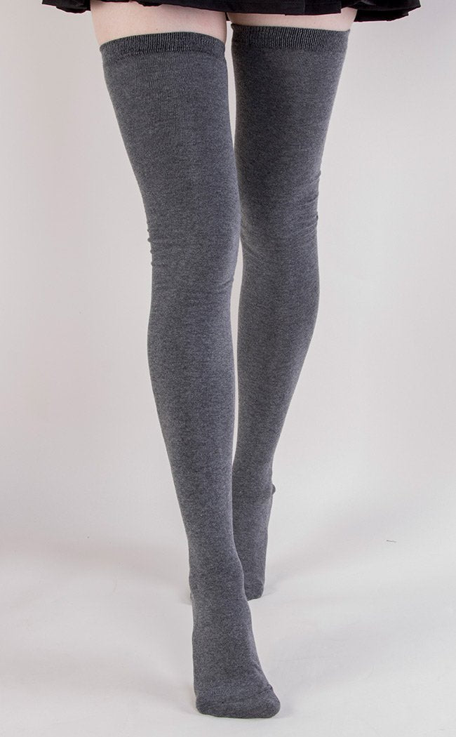 XXXtra Tall Grey Thigh High Socks | 80cm Long!-TB-Tragic Beautiful